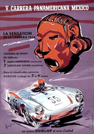 Vintage Porsche Carrea Panamericana Car Racing Poster